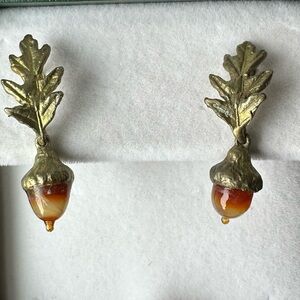 Michael Michaud Acorn Pin Oak Earrings Post